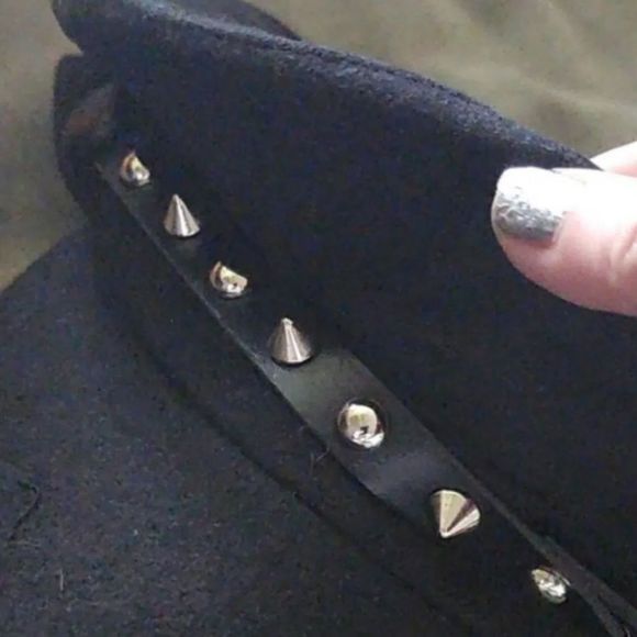 Black silver studded chain biker/military botique style hat new - Picture 7 of 8